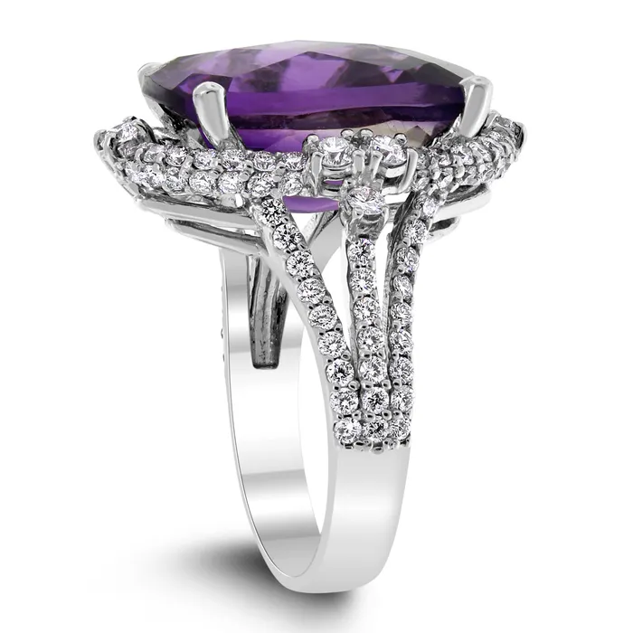 Beauvince Rings Purple Crush Amethyst Ring 1047 ct Amethyst Diamonds in White Gold