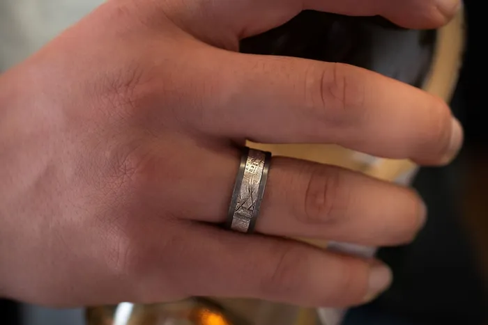 Benchmark Rings Benchmark Mens Wedding Band Meteorite and Tantalum