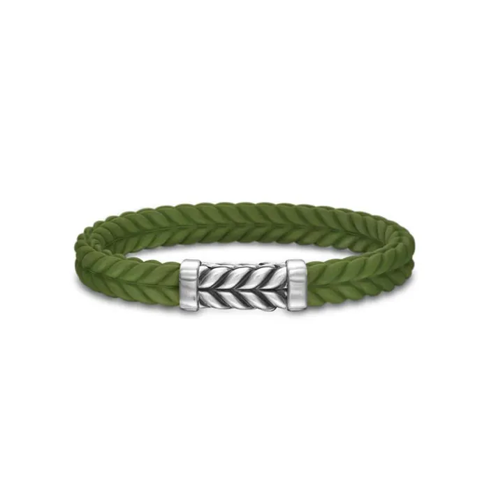 Bracelets David Yurman Chevron Bracelet in Green Rubber with Sterling Silver 9mm DAVID YURMAN INC