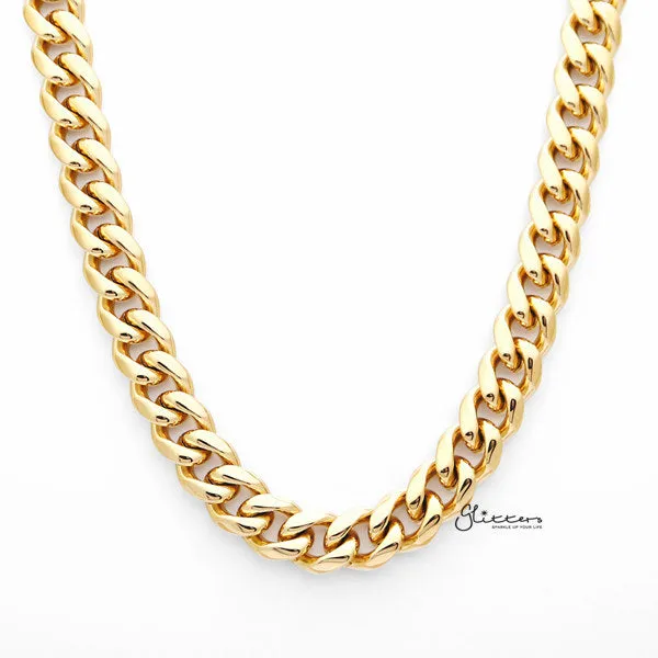 Bracelets Glitters 18K Gold IP Stainless Steel Miami Cuban Curb Chain Mens Necklaces 10mm width 61cm length Bracelets Glitters 18K Gold IP Stainless Steel Miami Cuban Curb Chain Mens Necklaces 10mm width 61cm length