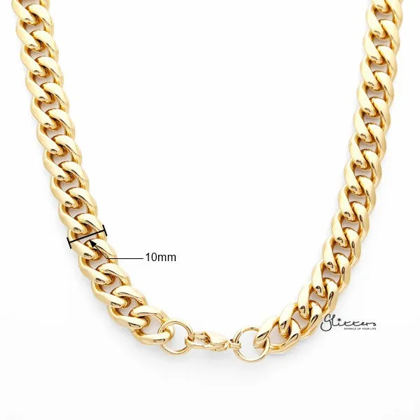 Bracelets Glitters 18K Gold IP Stainless Steel Miami Cuban Curb Chain Mens Necklaces 10mm width 61cm length