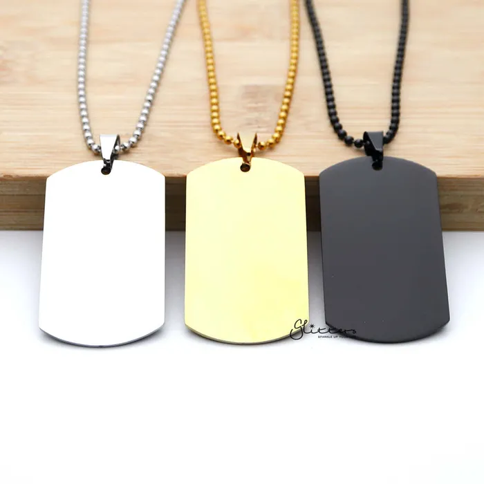 Bracelets Glitters Stainless Steel Dog Tag Necklaces Engravable Silver Gold Black