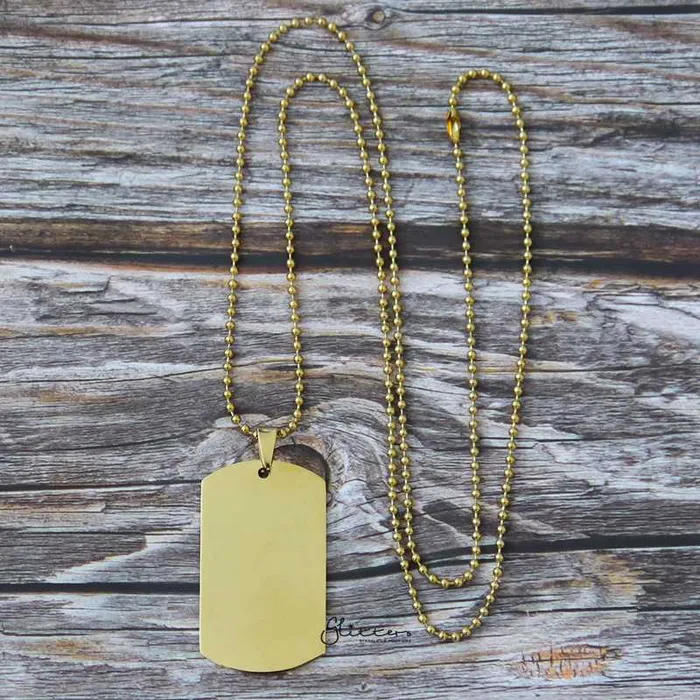 Bracelets Glitters Stainless Steel Dog Tag Necklaces Engravable Silver Gold Black