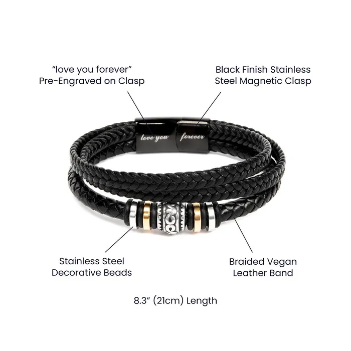 Bracelets ShineOn Fulfillment Gift For My Man Carry My Love With You Mens Braided Leather Bracelet Great As A Christmas Gift or A Birthday Present For Him