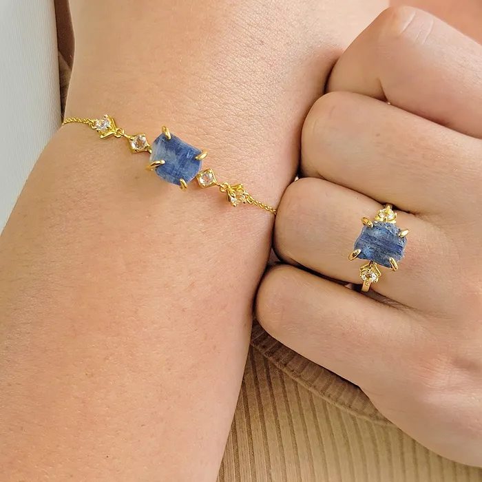 Bracelets Uniquelan Jewelry Raw Blue Kyanite Bracelet