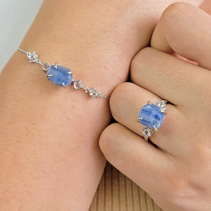 Bracelets Uniquelan Jewelry Raw Blue Kyanite Bracelet