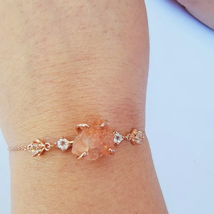 Bracelets Uniquelan Jewelry Raw Sunstone Chain Bracelet