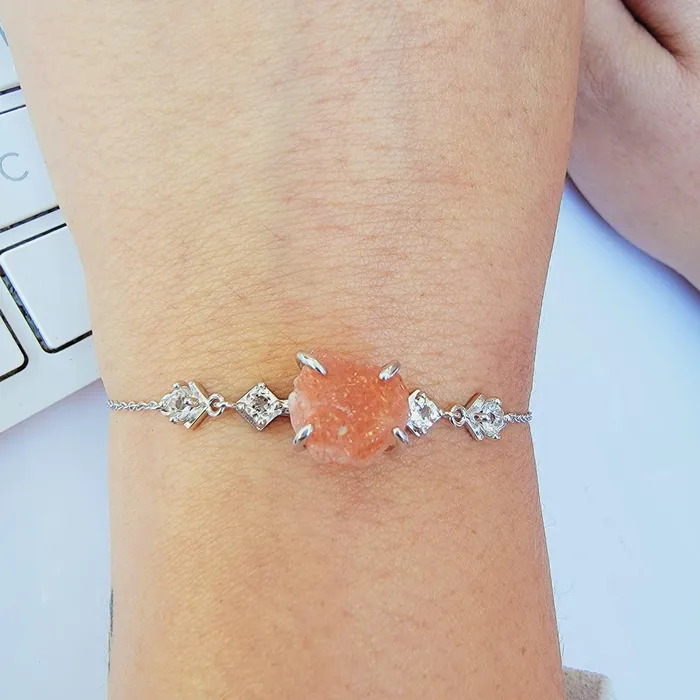 Bracelets Uniquelan Jewelry Raw Sunstone Chain Bracelet Bracelets Uniquelan Jewelry Raw Sunstone Chain Bracelet