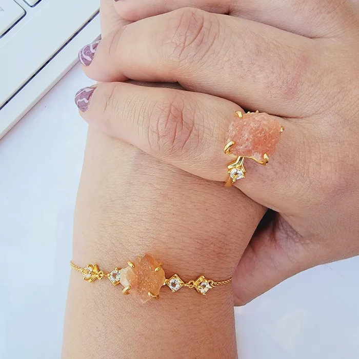 Bracelets Uniquelan Jewelry Raw Sunstone Chain Bracelet Bracelets Uniquelan Jewelry Raw Sunstone Chain Bracelet