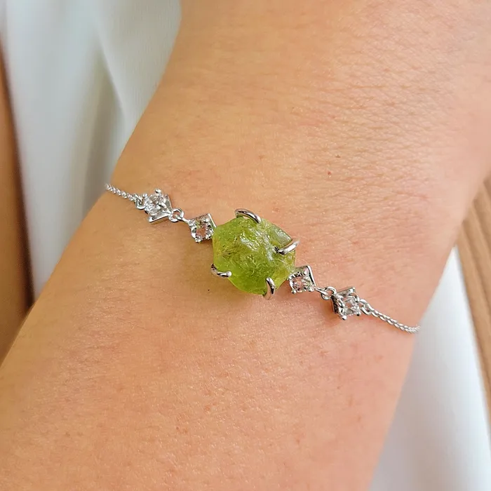 Bracelets Uniquelan Jewelry Real Raw Peridot Bracelet