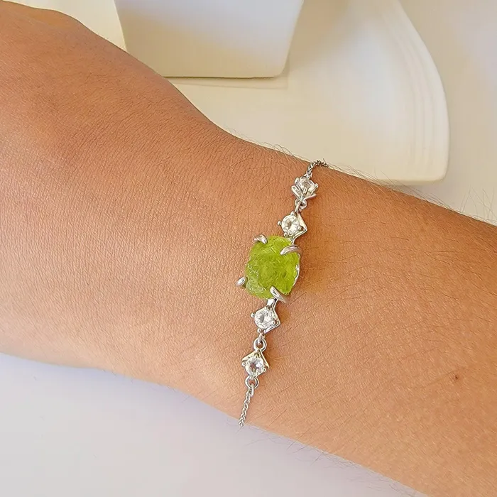 Bracelets Uniquelan Jewelry Real Raw Peridot Bracelet
