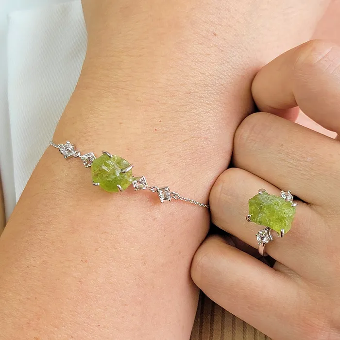 Bracelets Uniquelan Jewelry Real Raw Peridot Bracelet