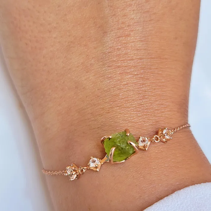 Bracelets Uniquelan Jewelry Real Raw Peridot Bracelet