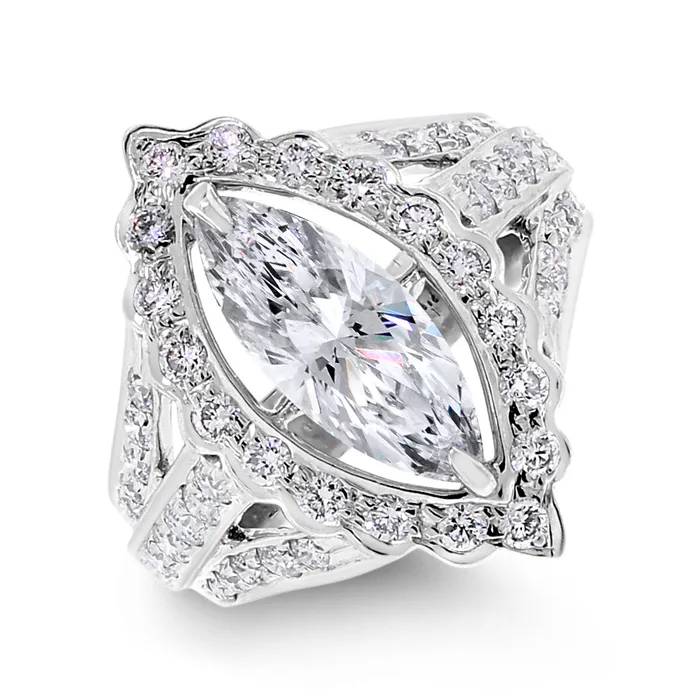 Cassandra Engagement Ring 125 ct Marquise HSI2 Diamond in White Gold Beauvince Rings