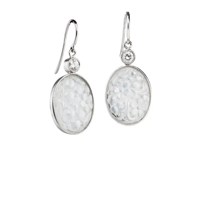 Chrysanthemum Ice Jade Earrings Mason Kay Earrings