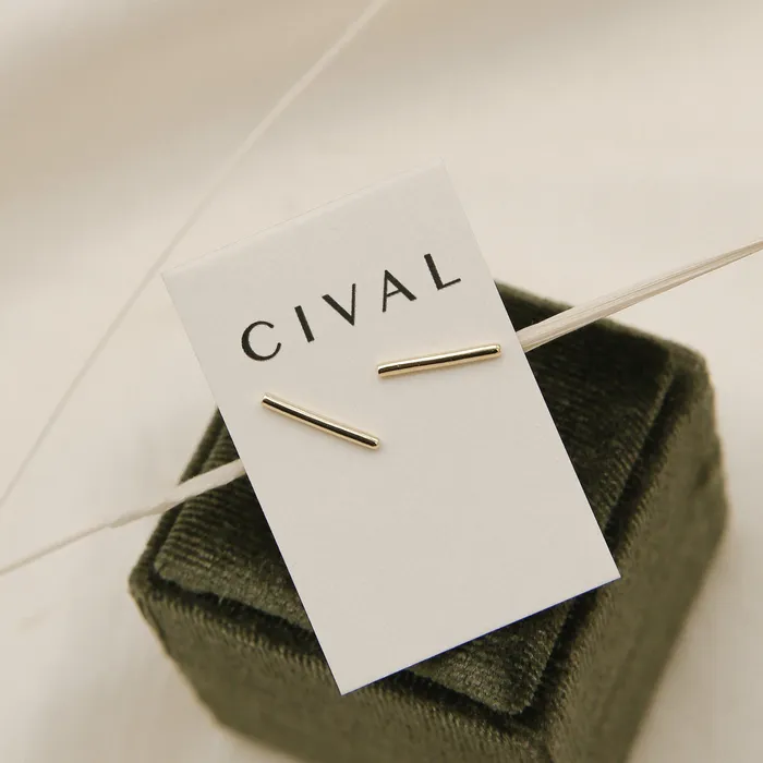 CIVAL Collective Rings Simple Gold Bar Studs