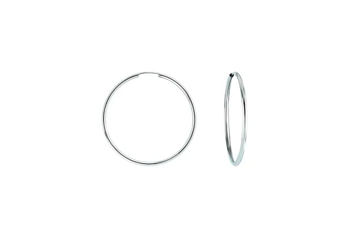 Crown Jewels Coin Earrings 14k White Gold Endless Hoop Earrings