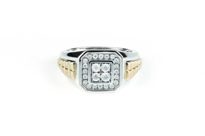 Crown Jewels Coin Mens RolexStyle Diamond Ring 016ctw 10k Rings