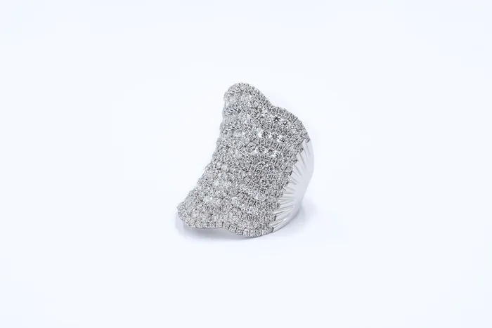 Crown Jewels Coin Rings 4 ctw Corset Diamond Ring 18k