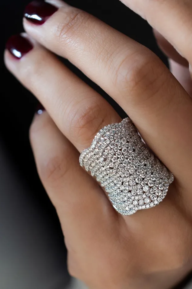 Crown Jewels Coin Rings 4 ctw Corset Diamond Ring 18k