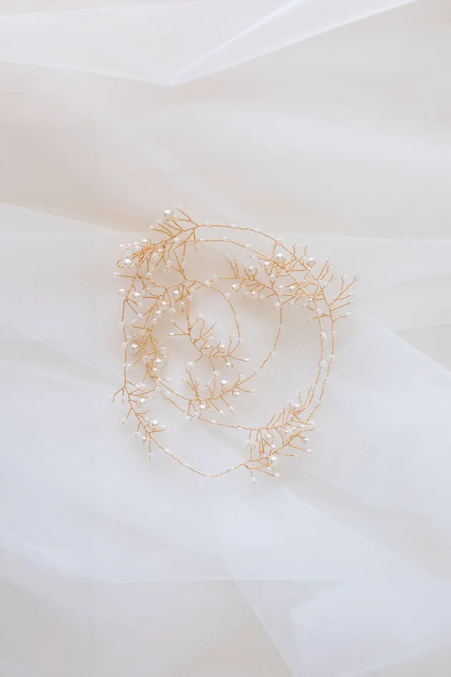 Dainty Pearl Hair Vine Jay Kay Braids and Bridal Earrings