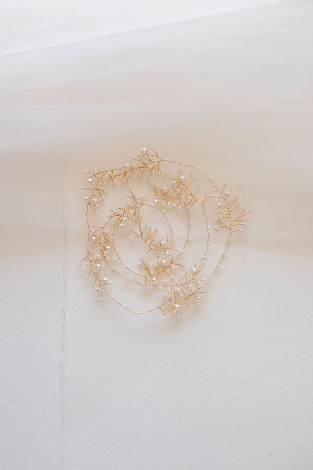 Dainty Pearl Hair Vine Jay Kay Braids and Bridal Earrings