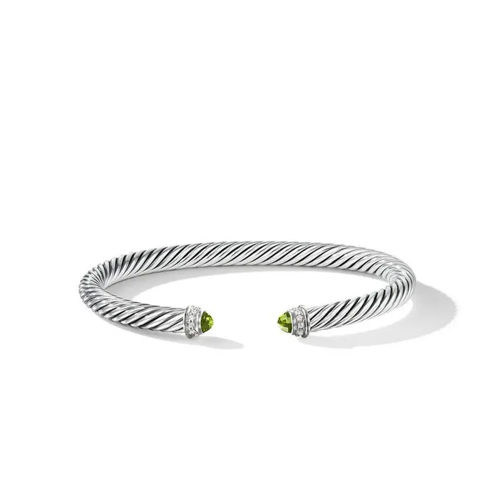 DAVID YURMAN INC Bracelets David Yurman Classic Cable Bracelet with Peridot and Diamonds 5mm