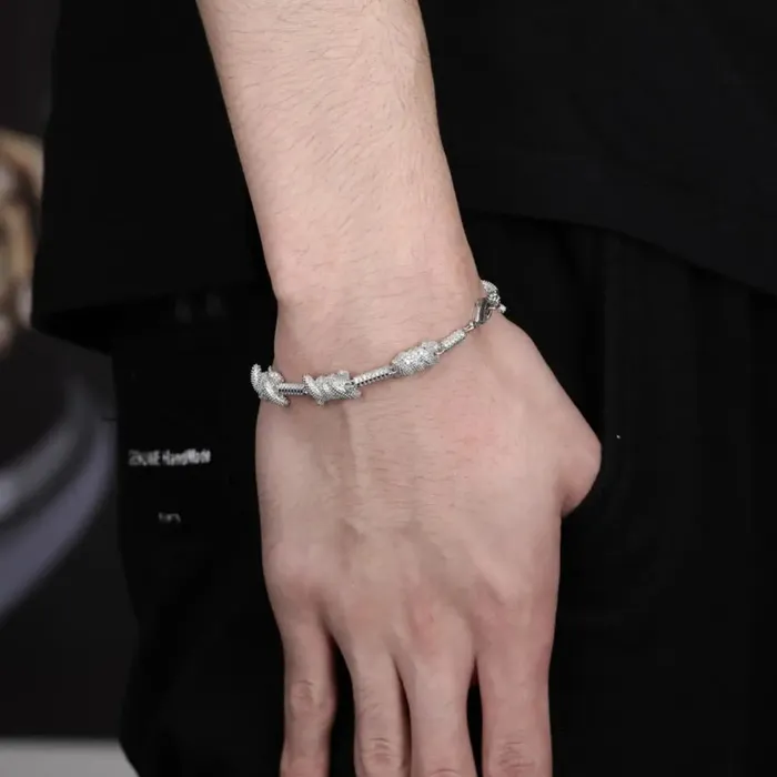 Diamond Barb Wire Bracelet in White Gold The Icetruck Bracelets Diamond Barb Wire Bracelet in White Gold The Icetruck Bracelets