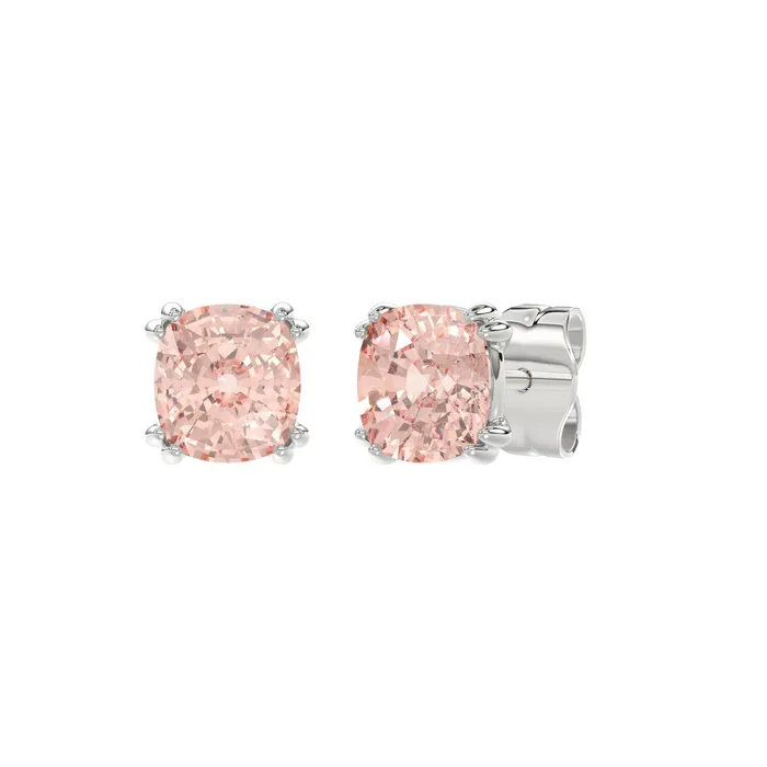 Earrings 14K WHITE GOLD 200CT PINK CUSHION DIAMOND LADIES EARRINGS Ethos