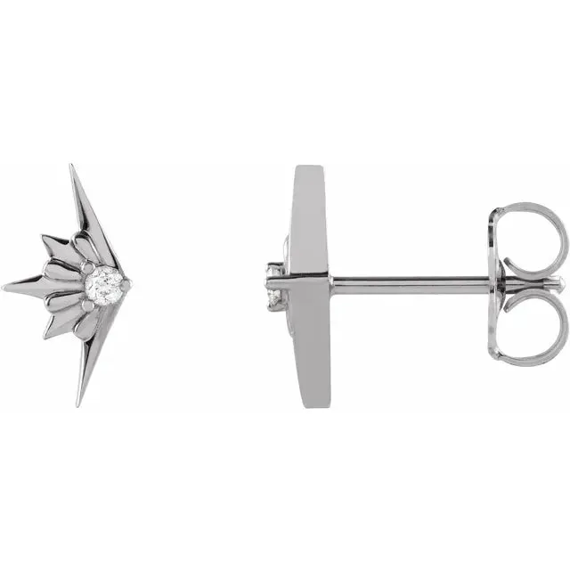 Earrings Celestial Starburst Natural Diamond Stud Earrings Solid 14K White Yellow Rose Gold or Silver Storyteller by Vintage Magnality