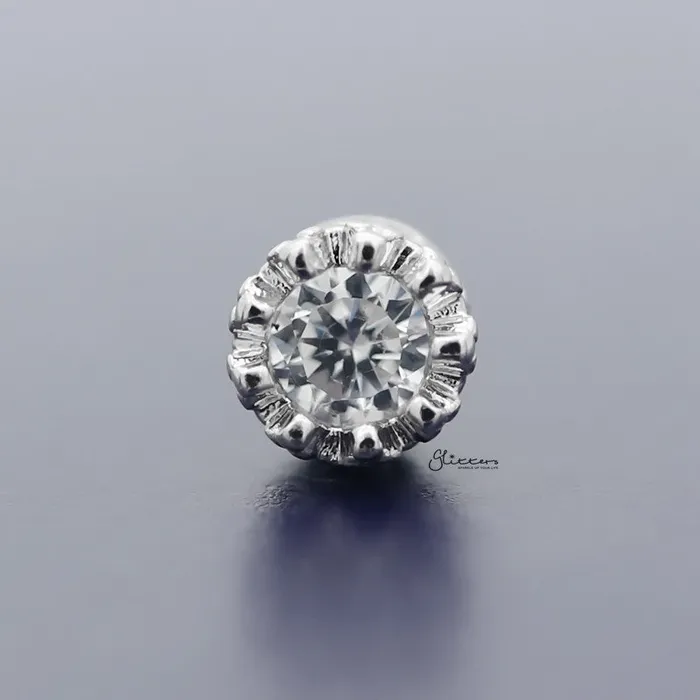 Earrings Crown Casting with Round CZ Tragus Cartilage Earring Ball End Flat Back Glitters