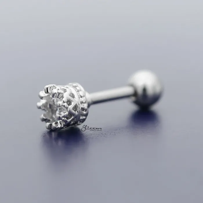 Earrings Crown Casting with Round CZ Tragus Cartilage Earring Ball End Flat Back Glitters