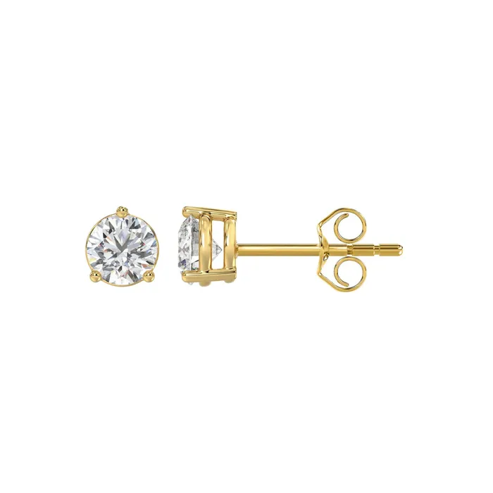 Earrings Ethos 14K YELLOW GOLD 1CT ROUND DIAMOND LADIES SOLITAIRE EARRINGS