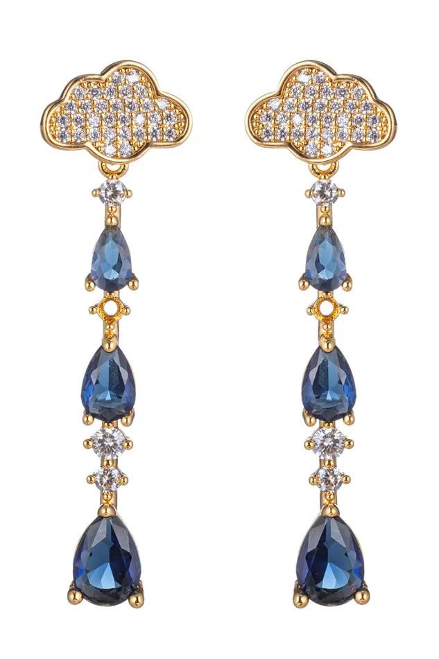 Earrings Eye Candy LA Rain Cloud CZ Drop Earrings