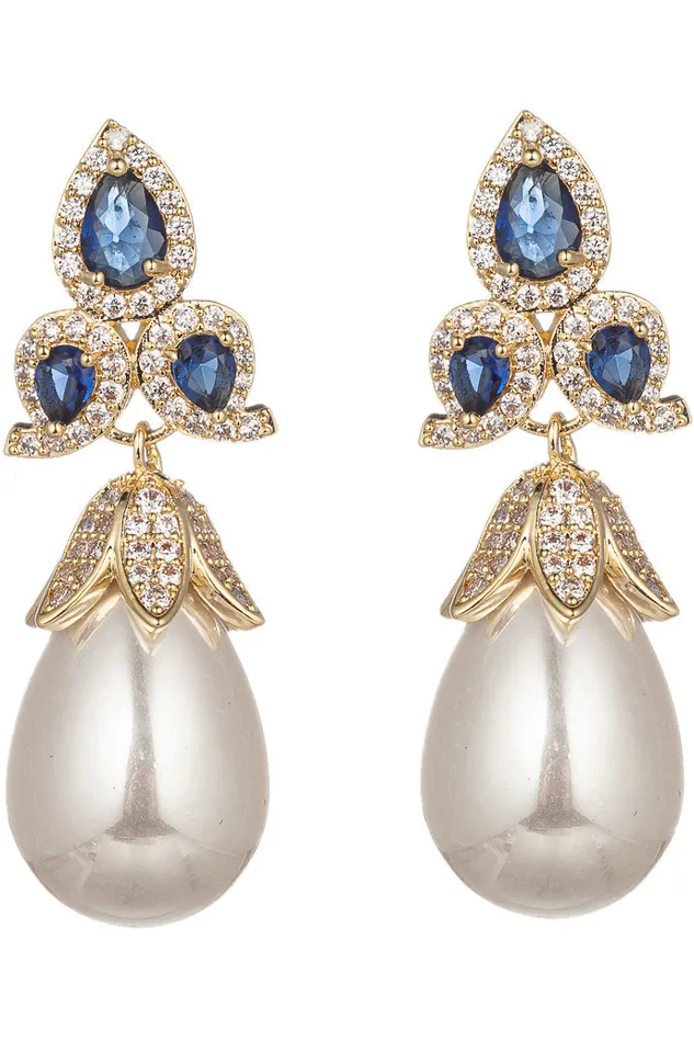 Earrings Eye Candy LA Royal Blue CZ Statement Earring
