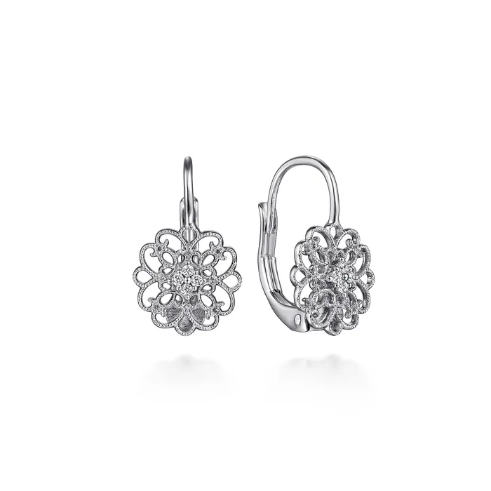 Earrings Gabriel Sterling Silver 006ctw Dangle Style Round Sapphires Earrings GABRIEL CO