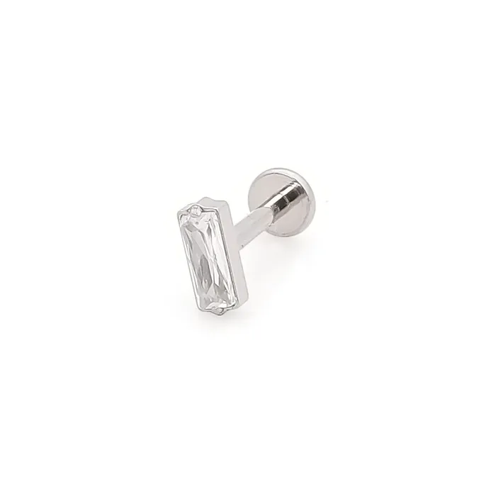 Earrings Glitters Baguette CZ Top Internally Threaded Flat Back Stud Earrings Earrings Glitters Baguette CZ Top Internally Threaded Flat Back Stud Earrings