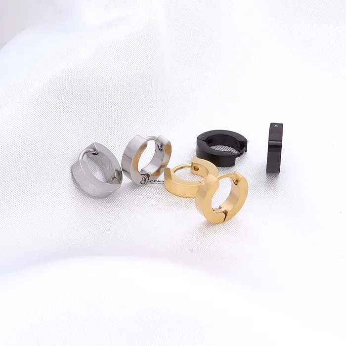 Earrings Glitters Black Titanium IP Stainless Steel Huggie Hoop Earrings Small