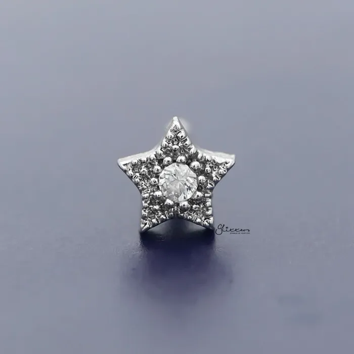 Earrings Glitters CZ Star Tragus Cartilage Earring Ball End Flat Back