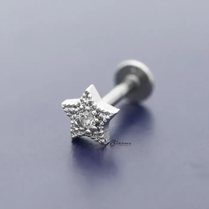 Earrings Glitters CZ Star Tragus Cartilage Earring Ball End Flat Back