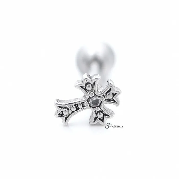 Earrings Glitters Cross with CZ Centered Tragus Cartilage Earring Stud
