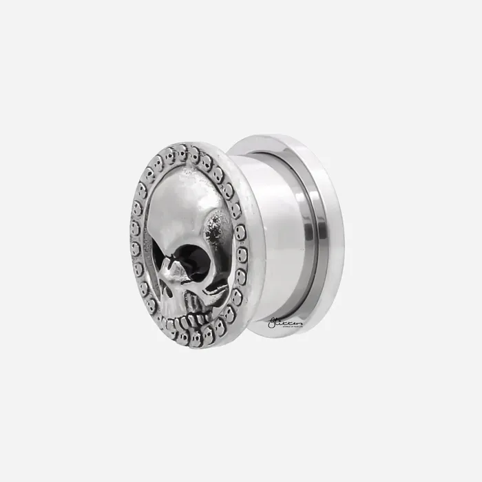Earrings Glitters Skull Screw Fit Tunnel Ear Plug