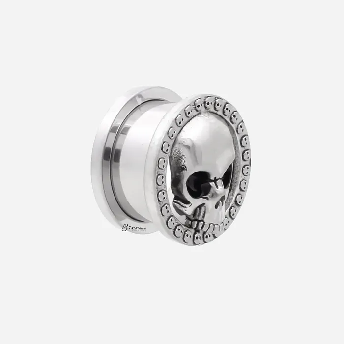 Earrings Glitters Skull Screw Fit Tunnel Ear Plug
