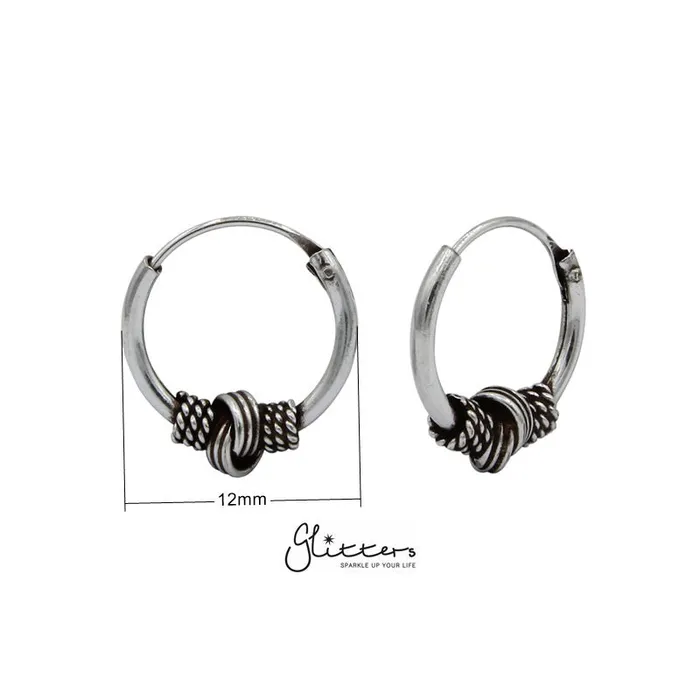 Earrings Glitters Sterling Silver Bali Hoop Sleeper Earrings 12mm SSE0239