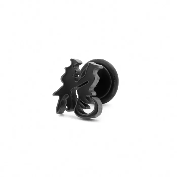 Earrings Glitters Traditional Chinese Character Long Dragon Fake Plug Earring Black