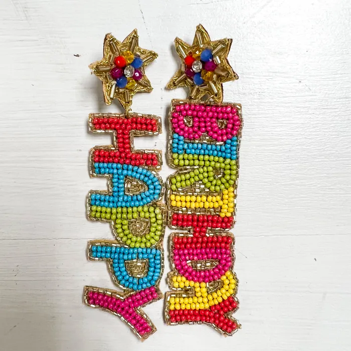 Earrings Happy Birthday Earrings Beaded Jane Marie