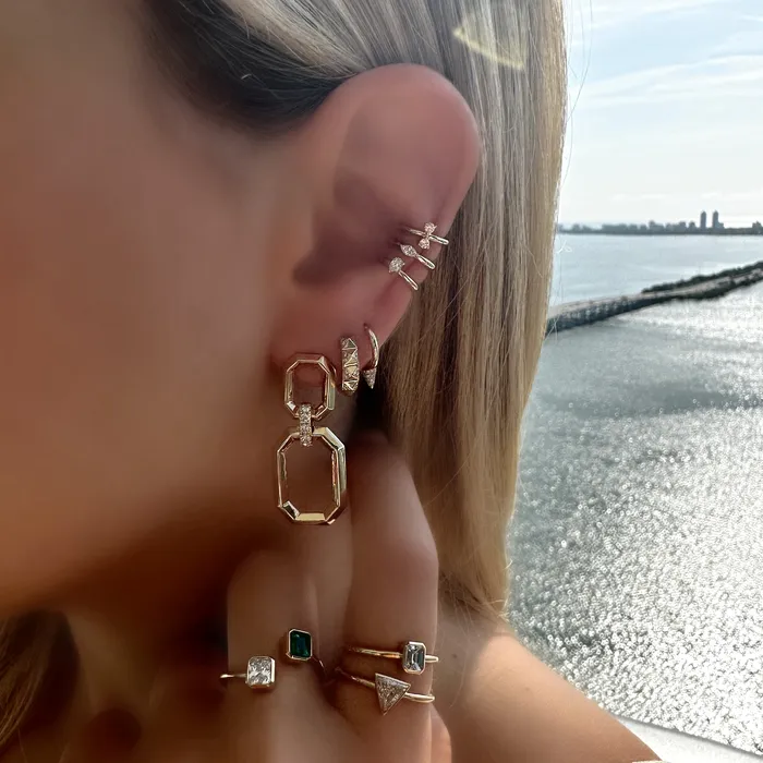 Earrings Izakov Diamonds Fine Jewelry 14K Gold Marquise Diamond Ear Cuff