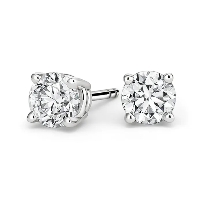 Earrings KP SANGHVI INC 14K White Gold 072ctw Diamond Stud Earrings in Four Prong Basket Settings