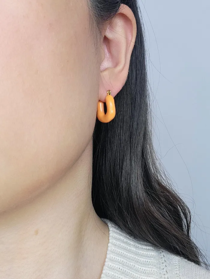 Earrings Love Ko Jewelry PUFFER EARRINGS in Orange