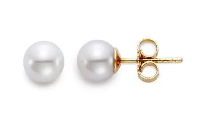 Earrings MASTOLONI PEARLS 14K Yellow Gold Stud Style Earrings Featuring White Akoya Cultured Pearls